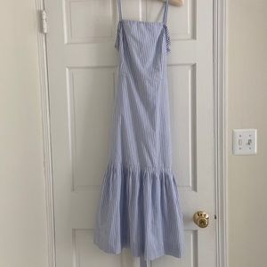 Blue and white striped cotton sundress, NWT